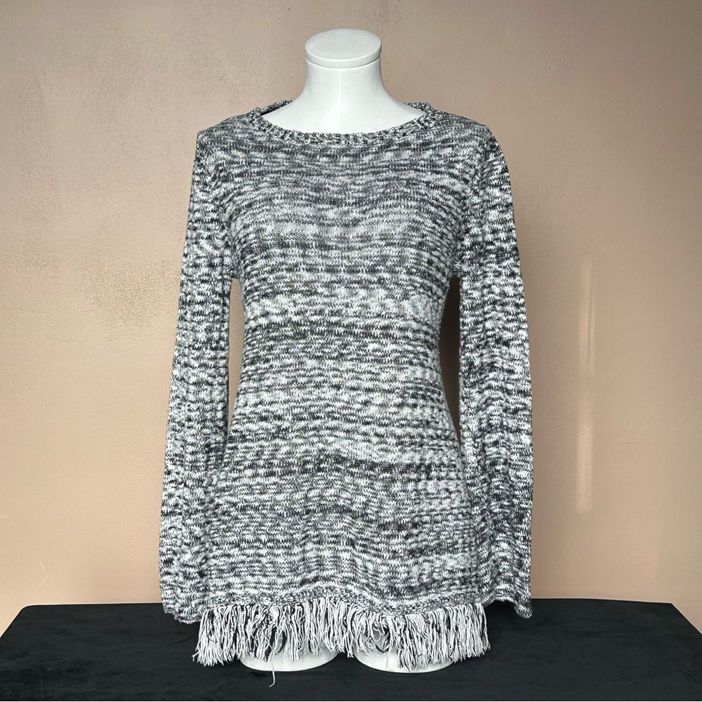 Style & Co Gray Crew Neck Sweater with Textured Knit